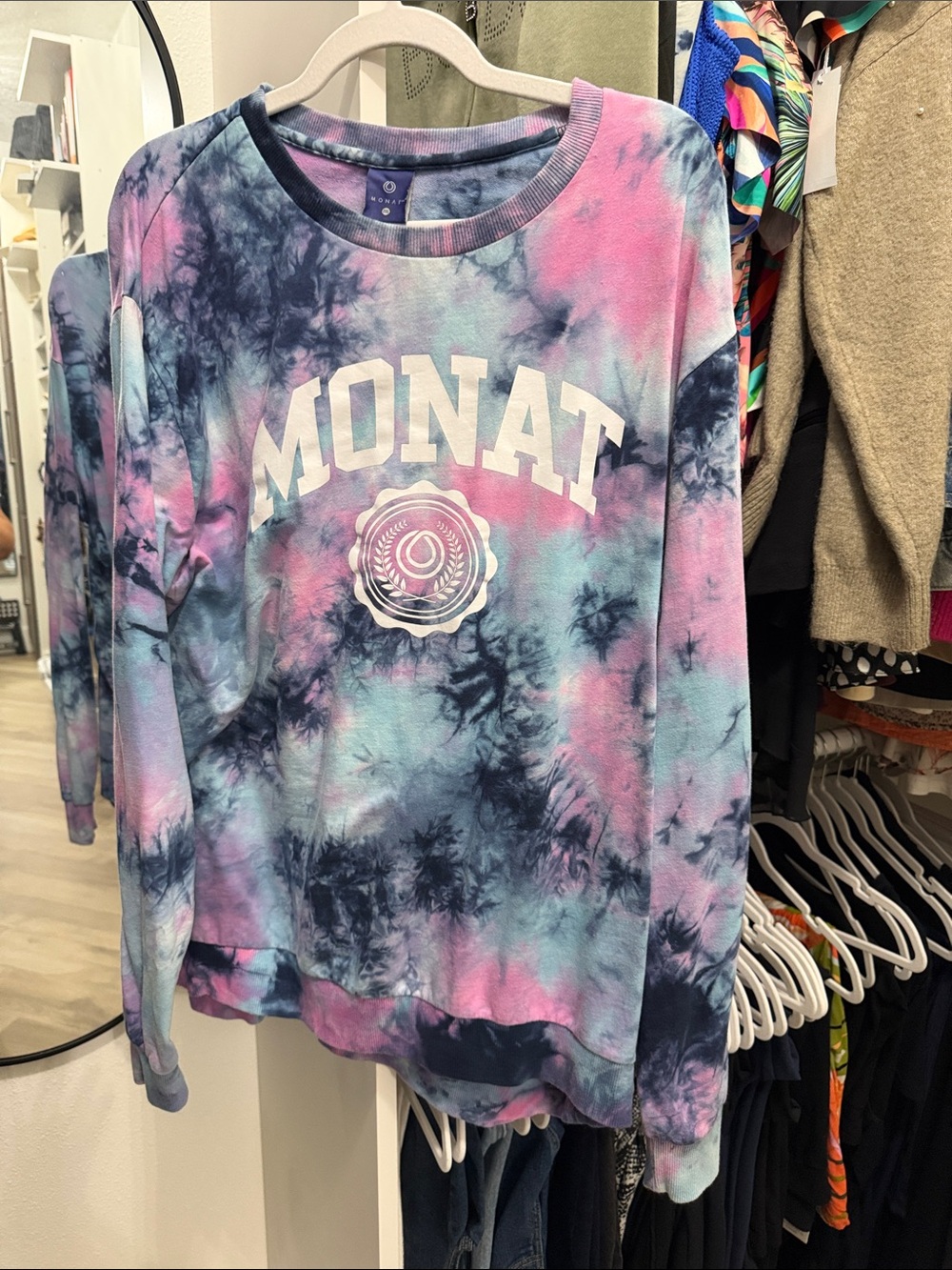 MONAT Tie-Dye Crewneck Sweatshirt - Pink & Blue